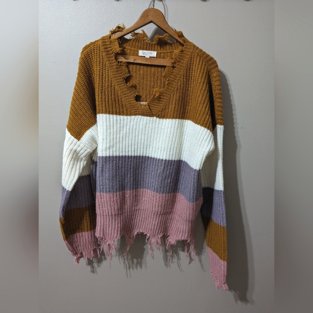 Love Circle Frayed Stripe Sweater